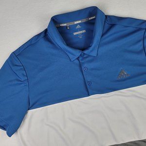 ADIDAS Golf Polo Shirt Size Large L Men's Blue White Gray Pattern NWOT